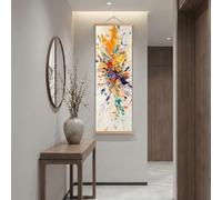 Abstract Ink Splash Canvas Wall Art Framed Colorful Fluid Artwork Modern Art Wall Decor for Bedroom, Living Room Hallway or Entryway Home Decoration with Nails 60x180 cm