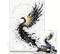 Abstract Ink Splashes Phoenix Art 1000 Piece Jigsaw Puzzles for Teenagers Jigsaw Skill Play Firm Edge Home Fun Santa Gift (38x52cm)