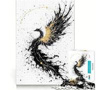 Abstract Ink Splashes Phoenix Art 1000 Piece Jigsaw Puzzles for Teenagers Jigsaw Skill Play Firm Edge Home Fun Santa Gift (38x52cm)