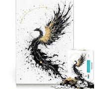 Abstract Ink Splashes Phoenix Art Jigsaw Puzzles 1000 Pieces for Teenagers Brain Skill Smooth Connection Pattern Build Art Decor (50x75cm)