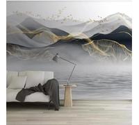 Abstract Ink Wash Painting Gold Landscape Flying Birds 3D Wallpaper Luxury Home Dining Decor Paste Sofa Living Room The Wall for Bedroom Mural-300cm×210cm