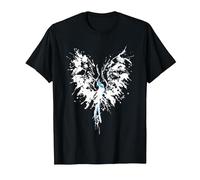 Abstract Inkblot Phoenix | Artistic White & Blue Watercolor T-Shirt, Men, Black, Medium