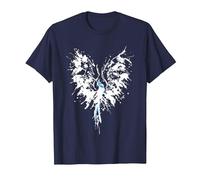Abstract Inkblot Phoenix | Artistic White & Blue Watercolor T-Shirt, Men, Navy Blue, 6X-Large