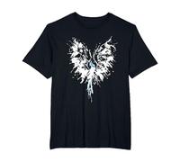 Abstract Inkblot Phoenix | Artistic White & Blue Watercolor T-Shirt, Men's Big and Tall, Black, 6X Tall