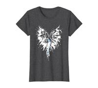 Abstract Inkblot Phoenix | Artistic White & Blue Watercolor T-Shirt, Women, Dark Heather Grey, Medium