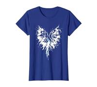 Abstract Inkblot Phoenix | Artistic White & Blue Watercolor T-Shirt, Women, Royal Blue, XX-Large
