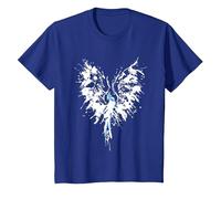 Abstract Inkblot Phoenix | Artistic White & Blue Watercolor T-Shirt, Youth, Royal Blue, Small