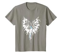 Abstract Inkblot Phoenix | Artistic White & Blue Watercolor T-Shirt, Youth, Slate Grey, X-Small