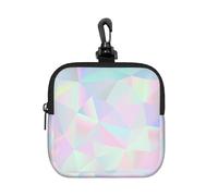 Abstract Iridescent Holographic Polygonal, Square Zipper Storage Bag, Neoprene Coin Purse, Small Wallets, Change Pouch, Change Purse