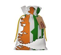 Abstract Irish Flag Map Print Stylish Drawstring Pouches,Reusable Drawstring Gift Bags,Perfect For Holiday And Party