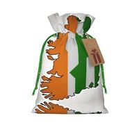 Abstract Irish Flag Map Print Stylish Drawstring Pouches,Reusable Drawstring Gift Bags,Perfect For Holiday And Party