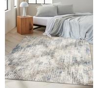Abstract Ivory Grey Blue Modern Rug For Living Room Bedroom & Dining Room-66 X 229Cm (Runner)