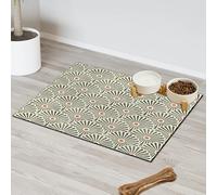 Abstract Japanese Print Pet Feeding Mat for Cat Dog Water Bowl Food Mats Retro Japanese Pet Feeding Mats Absorbent Nti-Slip Contain Spills Protects Floors Placemat 43.1 x 76.2 cm