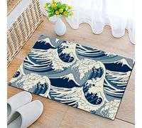 Abstract Japanese Waves Indoor Door Mat,Resist Dirt and Absorbent Entrance Mat,Anti-Slip,Low Profile Inside Floor Mat Doormat for Entryway 17"x29.5"