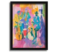 Abstract Jazz Art Wall Print Bright Colours Poster Print Jazz Abstract Picture A3 Poster on Canvas - Wall Art Home Decor Movie Poster Canvas Film Cinema Retro Vintage Cult Classic Nostargic Saga Mode