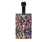 Abstract Jazz Instrumental Luggage Tags for Suitcases - Lightweight Suitcase Tags Luggage Identifiers for Suitcases, Id Labels Bag Name Travel Tags with Wristband