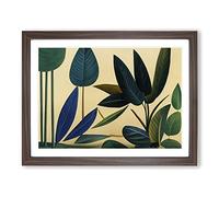 Abstract Jungle Leaves Framed Wall Art Print A2 Walnut