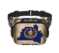 Abstract Kentucky State Flag Map02 Square Double-Layer Waist Bag Mini Adjustable Waist Belt Bag Exercise Running Travel Hiking, Black, One Size
