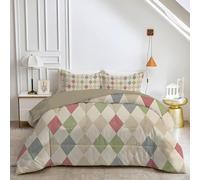 Abstract King Size Duvet Coverless, Diamond Pattern Quilt & 2 Pillow Cases, 10.5 Tog Ultra Soft Microfibre, Reversible Design Adds Style to Bedroom Décor sb413