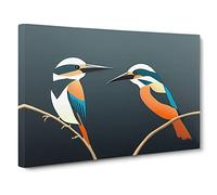 Abstract Kingfisher Birds Canvas Wall Art Print 30x20 Inch