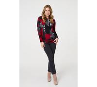 Abstract Knit Long Sleeve Jumper Izabel London Red 16