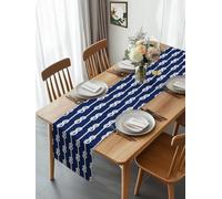 Abstract Knot on Blue Background Table Runner 90 Inches Long, Nautical Knots Texture Washable Table Runners Heat-Insulation Kitchen Dining Table Decorations for Home Party Decor 13x90in