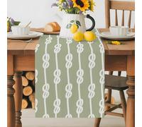 Abstract Knot on Green Background Table Runner 36 Inches Long, Nautical Knots Pattern Washable Table Runners Heat-Insulation Kitchen Dining Table Decorations for Home Party Decor 13x36in