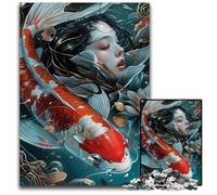 Abstract Koi Fish 1000Piece Jigsaw Puzzle Wooden Jigsaw Puzzles for Adults Challenging Brain Teaser for Teenagers Family Game Night Fun 1000 PCS(75x50cm)