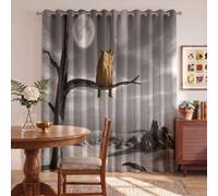 Abstract Landscape Blackout Curtains for Kids Bedroom | Rhinoceros On A Dead Tree 52 Drop Eyelet Curtains for Nursery & Bedroom, Thermal Insulated Noise Reducing Curtain, 2 Panels, 66"W x 54"L
