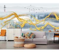 Abstract Landscape Flying Birds Gold Lines 3D Wallpaper Luxury Home Dining Decor Paste Sofa Living Room The Wall for Bedroom Mural-400cm×280cm