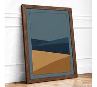 Abstract Landscape Horizon Minimalist Framed Wall Art Print A3 (42×29.7cm) Walnut, Wall Decor for Living Room, Bedroom, Office & Home, Ready to Hang, Art Gift
