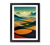 Abstract Landscape Meadow No.1 Framed Print | A2 Black Framed Wall Art | Ready to Hang | Abstract Landscape Picture | Living Room Bedroom Lounge Office