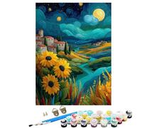 Abstract Landscape Paint by Numbers for Adults, Paint by Numbers, Easy Diy Oil Painting Kits on Canvas with 3 Brushes and 36 Acrylic Pigment, Hobbies for Women, Wall Decor Gifts 16x22 in BJHWK352