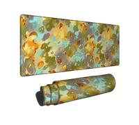 Abstract Large Mouse Pad, Contemporary Artistic Blobs Spots None Orange Rubber Smooth Aesthetic Long Keyboard Mat Idea for Home Office Desk Laptop Gamers Gift 16x36 Inch