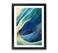 Abstract Layers Of A Ocean Wave No.2 Framed Print | A4 Black Framed Wall Art | Ready to Hang | Abstract Nautical Picture | Living Room Bedroom Lounge Office