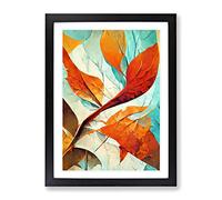 Abstract Leaf Art No.3 Framed Print for Living Room Bedroom Home Office Décor, Wall Art Picture Ready to Hang, Black A4 Frame (34 x 25 cm)