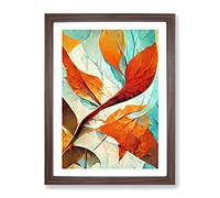Abstract Leaf Art No.3 Framed Print for Living Room Bedroom Home Office Décor, Wall Art Picture Ready to Hang, Walnut A4 Frame (34 x 25 cm)