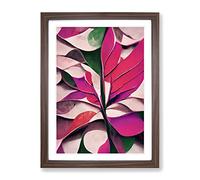 Abstract Leaf Art No.4 Framed Print | A3 Walnut Framed Wall Art | Ready to Hang | Abstract Floral Picture | Living Room Bedroom Lounge Office