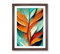 Abstract Leaf Art No.5 Framed Print | A2 Walnut Framed Wall Art | Ready to Hang | Abstract Floral Picture | Living Room Bedroom Lounge Office