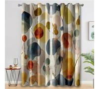 Abstract Leaf Curtains for Bedroom Living Room, Colorful Watercolor Leaves Blackout Curtains Eyelet 108 Drop 2 Panels, Patterned Window Drapes, Home Decor 90x108 Inch B-D31