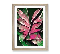 Abstract Leaf No.3 Framed Print for Living Room Bedroom Home Office Décor, Wall Art Picture Ready to Hang, Oak A4 Frame (34 x 25 cm)