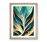 Abstract Leaf No.4 Framed Print for Living Room Bedroom Home Office Décor, Wall Art Picture Ready to Hang, Oak A3 Frame (34 x 46 cm)