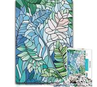 Abstract Leaf Pattern in Blue And Green Puzzle 1000pcs (52x38cm) for Adults | Choose a gift for puzzle lovers for December weekends for a rewarding break.
