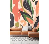 Abstract Leaf Shapes Wall Mural Origin Murals Orange W300cm x H240cm