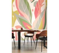 Abstract Leaf Shapes Wall Mural Origin Murals Pink W300cm x H240cm