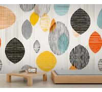 Abstract Leaf Wall Mural Colorful Geometric Line Murals Vintage Bohemian Mural Medieval Geometry Wallpaper Murals for Walls Living Room Bedroom 150 x 100 cm