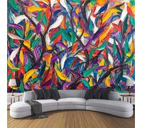 Abstract Leaves Mural Mixed Colors Murals Graffiti Style Wallpaper Modern Photo Wallpaper for Bedroom Living Room Hotels 250×175 Cm Fashion Hd Wallpapers Home Decor Art