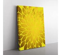 Abstract Leaves No.2 Gold Modern Canvas Wall Art Print Ready to Hang, Framed Picture for Living Room Bedroom Home Office Décor, 60x40 cm (24x16 Inch)