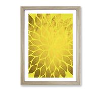 Abstract Leaves No.2 Gold Modern Framed Wall Art Print, Ready to Hang Picture for Living Room Bedroom Home Office Décor, Oak A3 (34 x 46 cm)