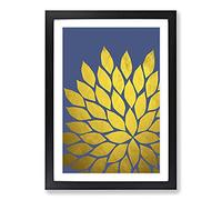 Abstract Leaves No.3 Gold Framed Print | A2 Black Framed Wall Art | Ready to Hang | Abstract Floral Picture | Living Room Bedroom Lounge Office